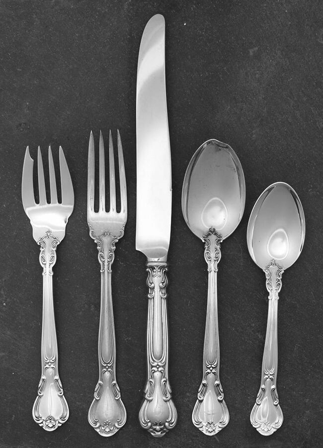 Chantilly (Sterling, 1950, "Gorham", No Monograms) 40  Piece Estate Set by Gorham Silver-1
