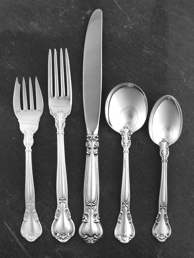 Chantilly (Sterling, 1950, "Gorham", No Monograms) 40  Piece Estate Set by Gorham Silver-1