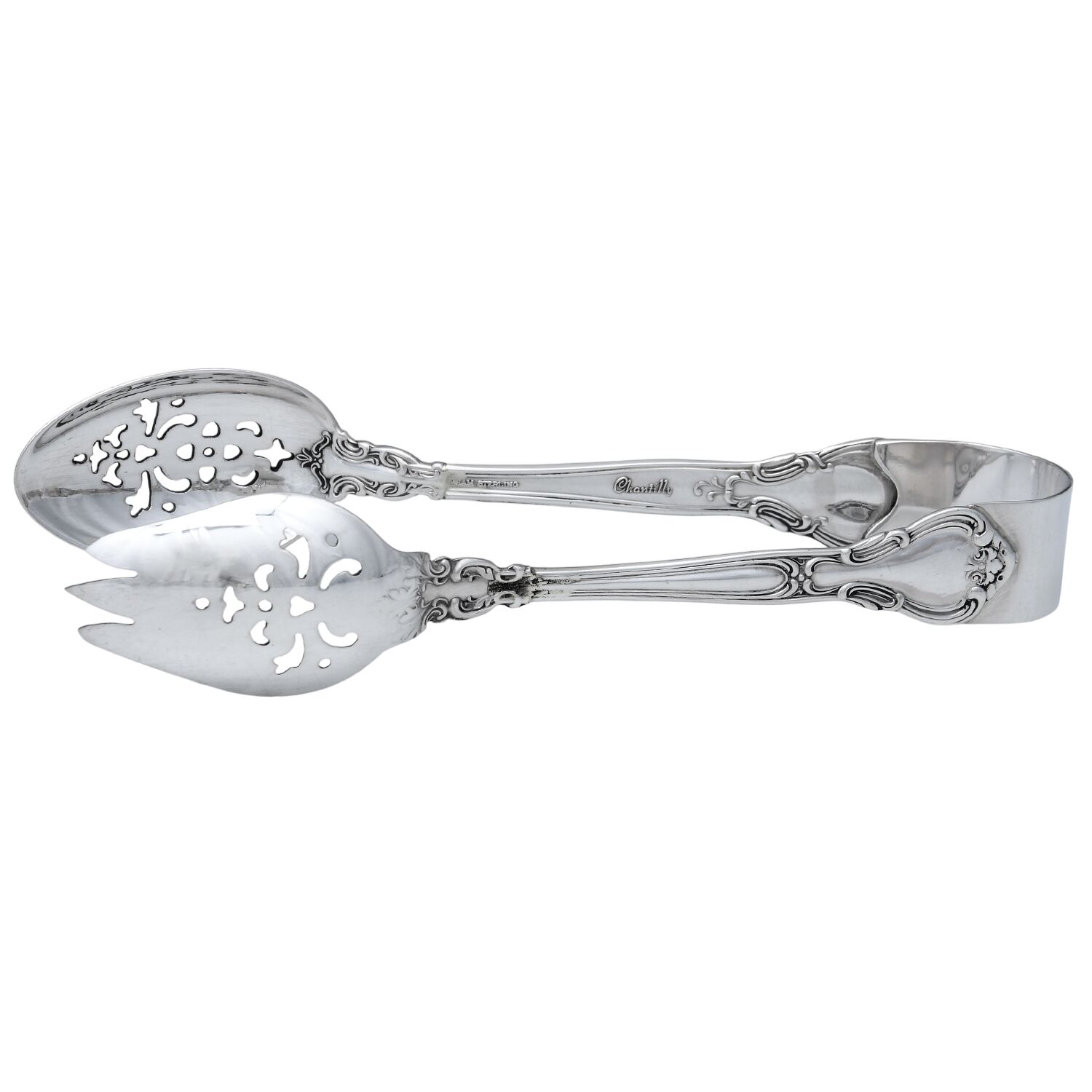 Chantilly (Sterling, 1950, "Gorham", No Monograms) Ice Serving Tongs Small HC by Gorham Silver-1