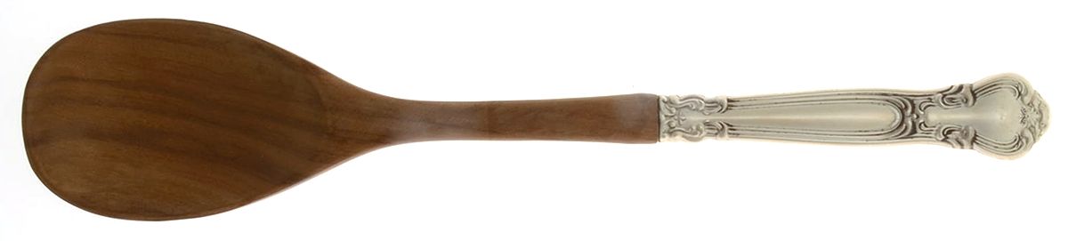Chantilly (Sterling, 1950, "Gorham", No Monograms) Salad Serving Spoon with Wooden Bowl by Gorham Silver-1