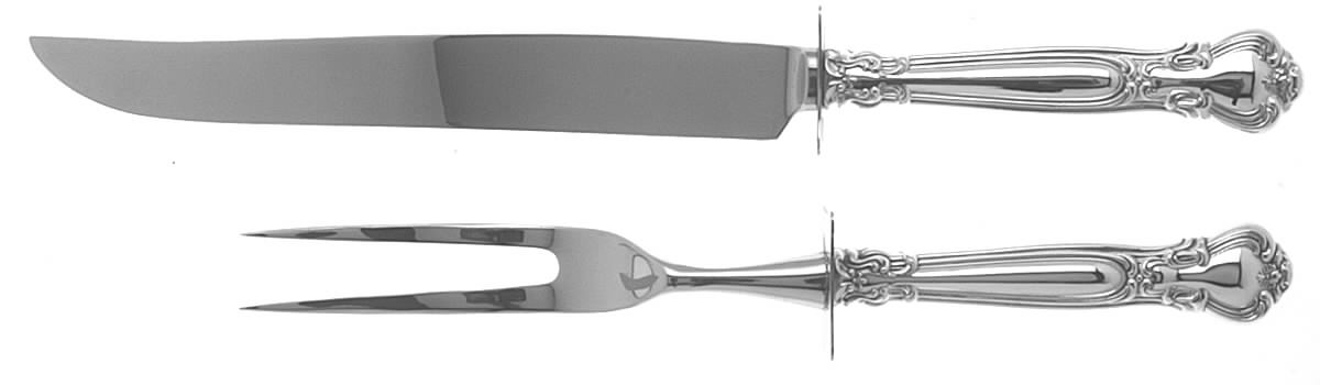 Chantilly (Sterling, 1950, "Gorham", No Monograms) Large 2-Piece Roast Carving Set w/Stainless Blade by Gorham Silver-1
