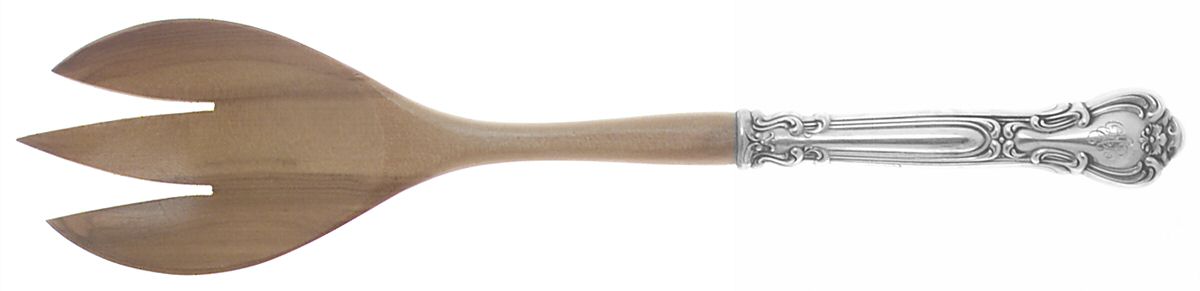 Chantilly (Sterling, 1950, "Gorham", No Monograms) Salad Serving Fork Wooden Prongs by Gorham Silver-1