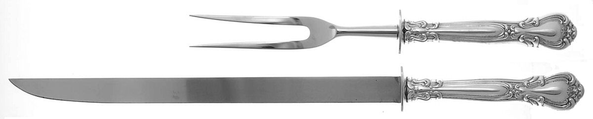 Chantilly (Sterling, 1950, "Gorham", No Monograms) Large 2-Piece Roast Carving Set with Stainless Blade by Gorham Silver-1