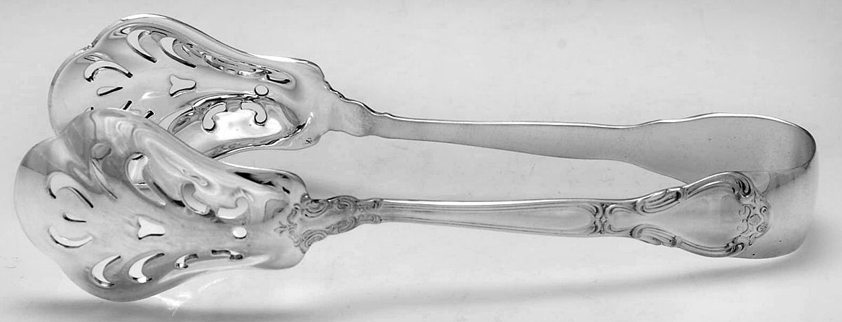 Chantilly (Sterling, 1950, "Gorham", No Monograms) Large Ice Serving Tongs by Gorham Silver-1
