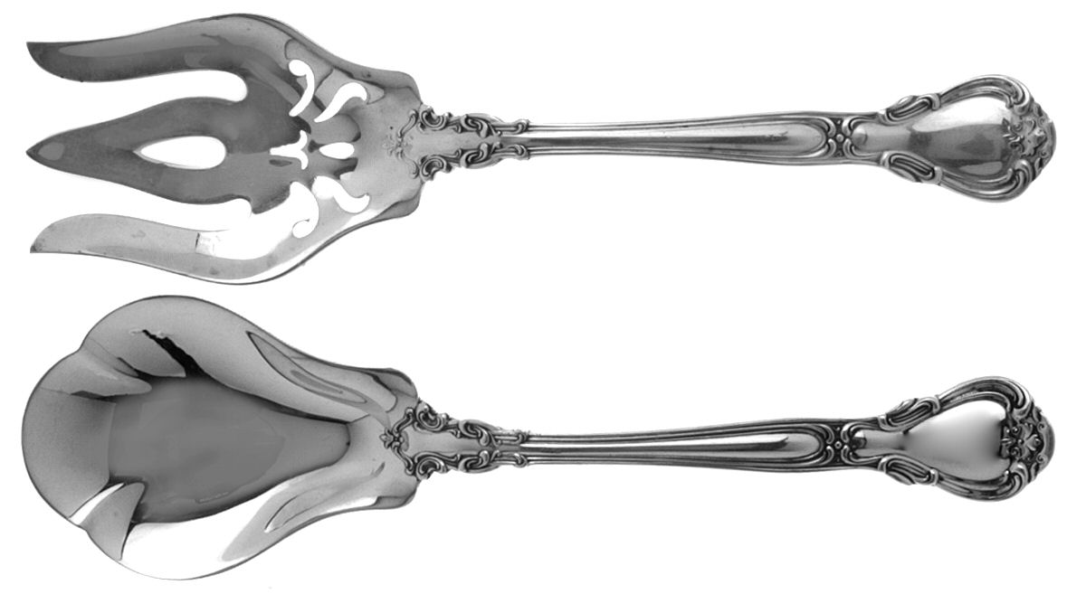 Chantilly (Sterling, 1950, "Gorham", No Monograms) (2 Pc) Solid Salad Set by Gorham Silver-1