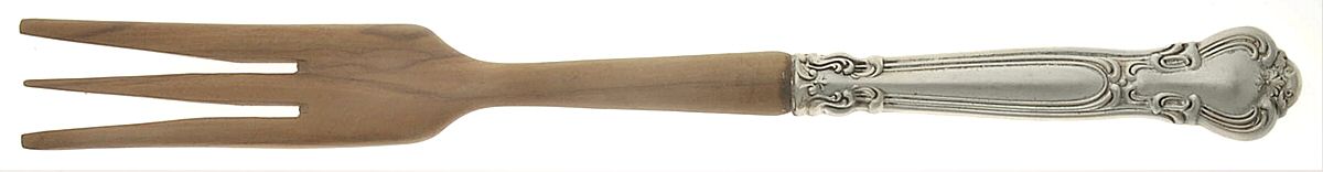 Chantilly (Sterling, 1950, "Gorham", No Monograms) Salad Serving Fork with Wooden Prongs by Gorham Silver-1