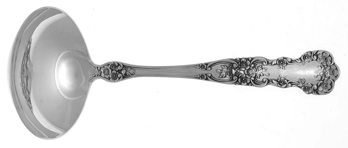 Buttercup (Sterling, Lion-Anchor-G, 1899, No Monos) Solid Gravy Ladle by Gorham Silver-1