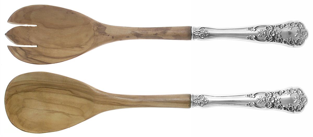 Buttercup (Sterling, "Gorham") Wooden Bowl 2 Piece Salad Set by Gorham Silver-1