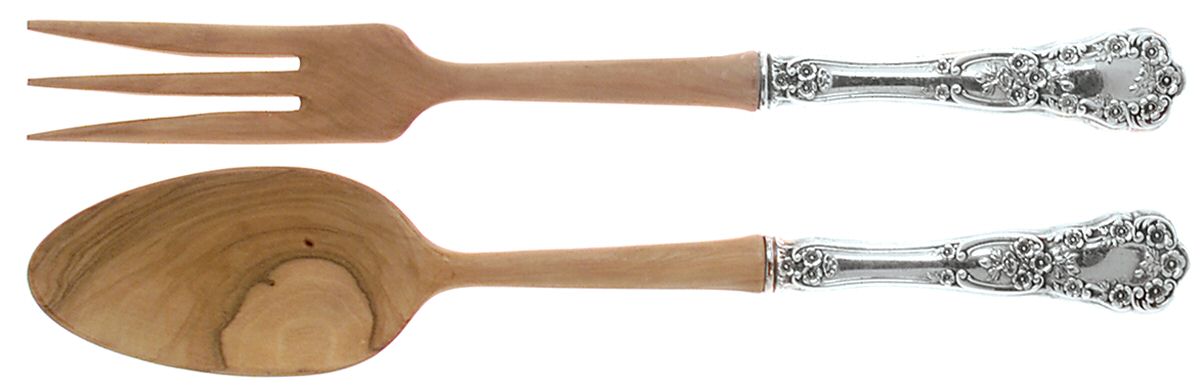Buttercup (Sterling, "Gorham") Wooden Bowl 2 Piece Salad Set by Gorham Silver-1