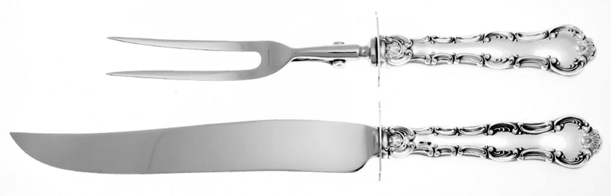 Strasbourg (Sterling, "Gorham", 1897) (2 Pc)Carving Set-Lg Stnbl/Roast w/Sterling Guard by Gorham Silver-1