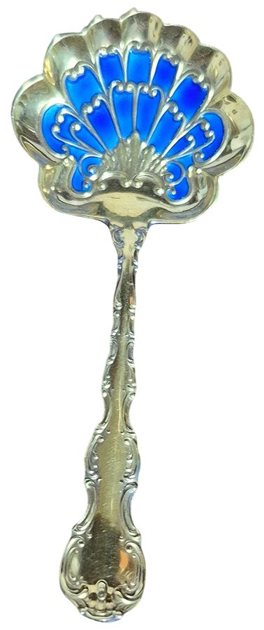 Strasbourg (Sterling, "Gorham", 1897) Bon Bon Spoon with Enameled Bowl by Gorham Silver-1