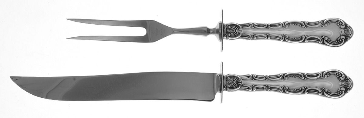 Strasbourg (Sterling, "Gorham", 1897) 2 Piece Small Carving Set W Sterling Guard by Gorham Silver-1