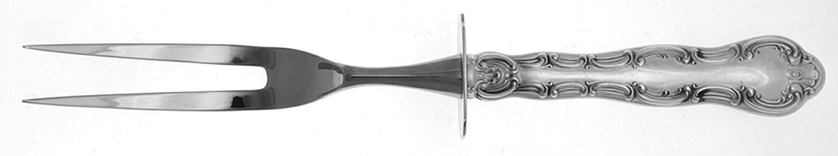 Strasbourg (Sterling, "Gorham", 1897) Large Stainless Prong Carving Fork W/Sterling Guar by Gorham Silver-1