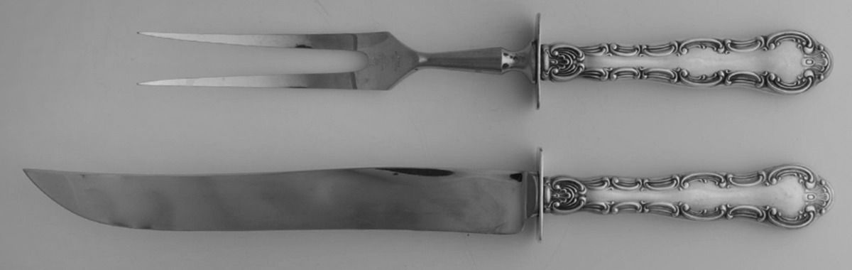 Strasbourg (Sterling, "Gorham", 1897) Carving Set-2pc/Lg-Stnbl/Roast W/Sterling Guard by Gorham Silver-1