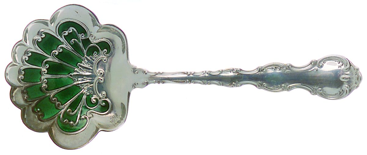 Strasbourg (Sterling, "Gorham", 1897) Bon Bon Spoon with Enameled Bowl by Gorham Silver-1