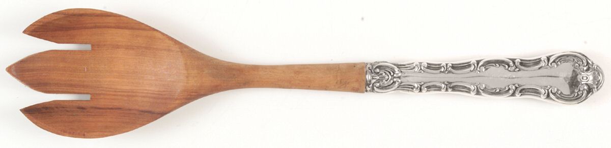 Strasbourg (Sterling, "Gorham", 1897) Salad Serving Fork with Wooden Prongs by Gorham Silver-1