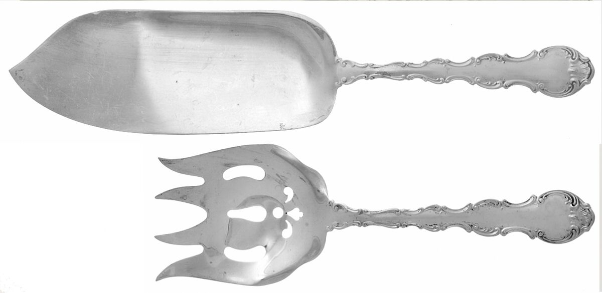 Strasbourg (Sterling, "Gorham", 1897) 2 Piece Large Solid Fish Serving Set by Gorham Silver-1