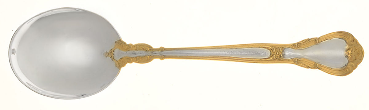 Chantilly Gold (Sterling, Gold Acct) Round Bowl Soup Spoon (Cream Soup) by Gorham Silver-1