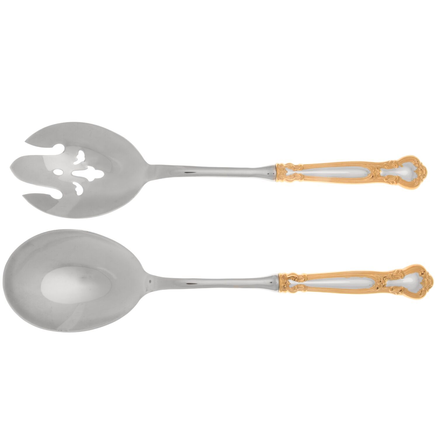 Chantilly Gold (Sterling, Gold Acct) 2 Pc Salad Set with Stainless Bowl by Gorham Silver-1