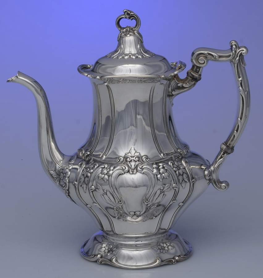 Chantilly-Floral (Sterling, Hollowware) Coffee Pot by Gorham Silver-1