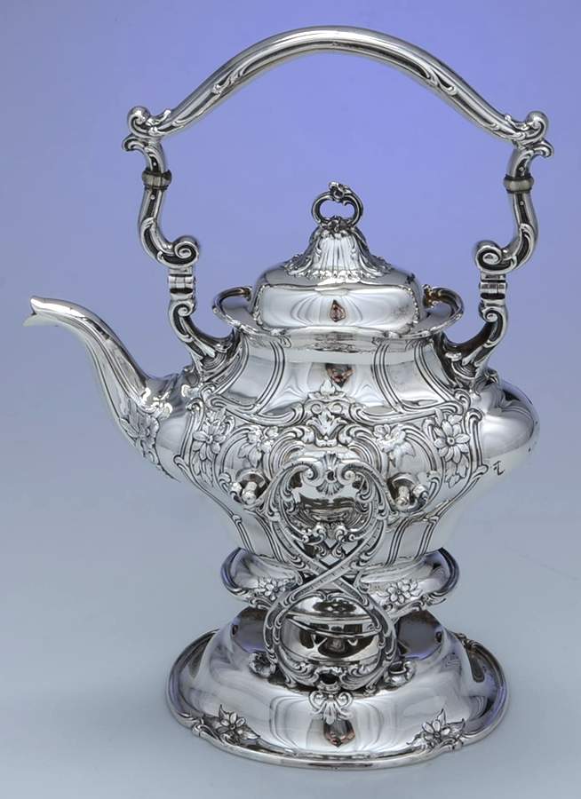 Chantilly-Floral (Sterling, Hollowware) Kettle, Stand & Burner by Gorham Silver-1