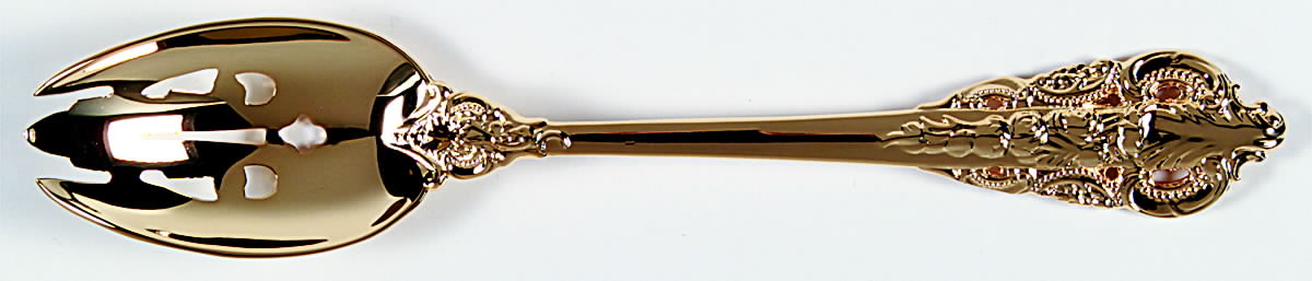 Baroque (Gold Electroplate) Pierced Tablespoon (Serving Spoon) by Godinger-1