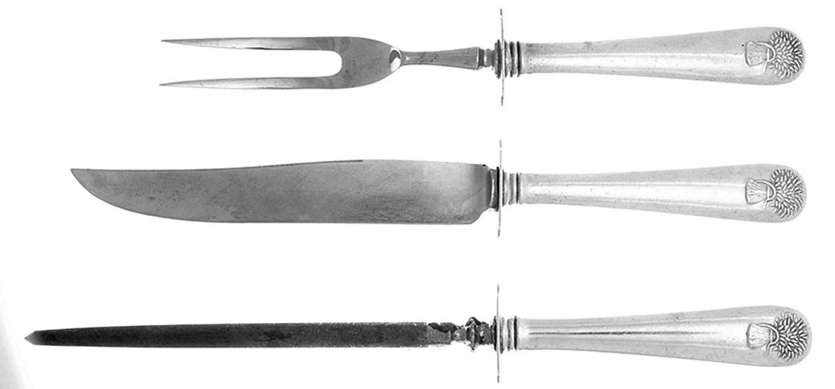 Sheaf of Wheat (Sterling, No Monograms) 3 Piece Small Carving Set W/Sterling Guard by Gorham Silver-1