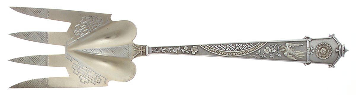 Japanese (Sterling, 1871) Large Solid Bright Fish Serving Fork by Gorham Silver-1