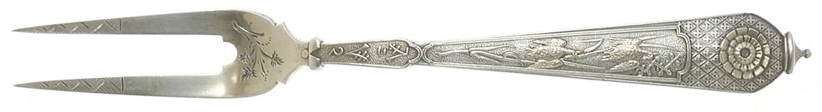Japanese (Sterling, 1871) Pickle Fork Old Style Bright Cut by Gorham Silver-1