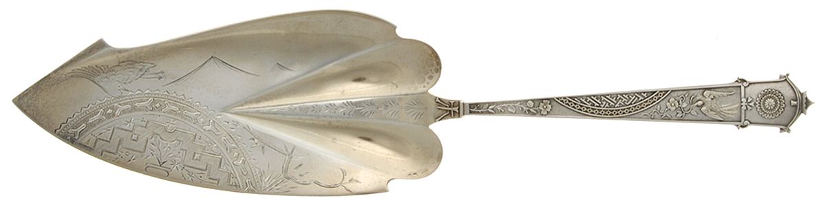 Japanese (Sterling, 1871) Large Solid Bright Cut Fish Serving Knife by Gorham Silver-1