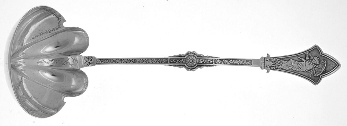Japanese (Sterling, 1871) Oyster Ladle Solid Bright Cut by Gorham Silver-1
