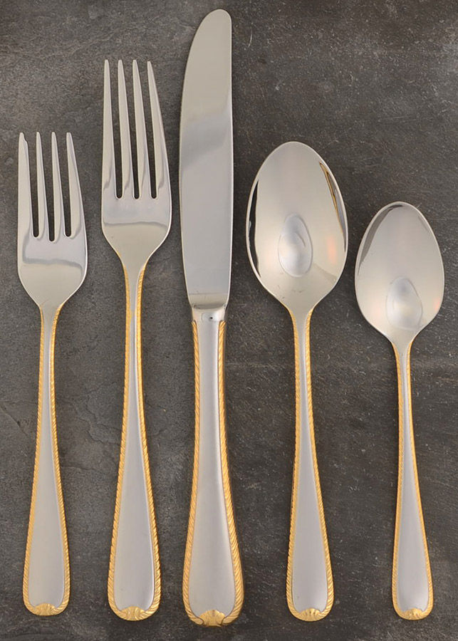 Golden Ribbon Edge Frosted 5 Piece Place Setting by Gorham Silver-1
