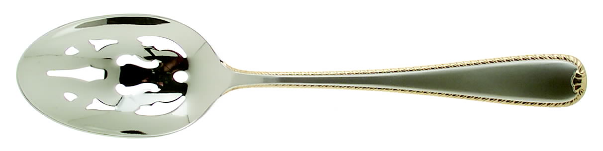 Golden Ribbon Edge Frosted Pierced Tablespoon (Serving Spoon) by Gorham Silver-1