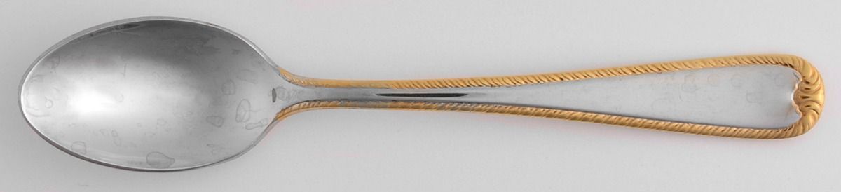Golden Ribbon Edge Frosted Demitasse Spoon by Gorham Silver-1