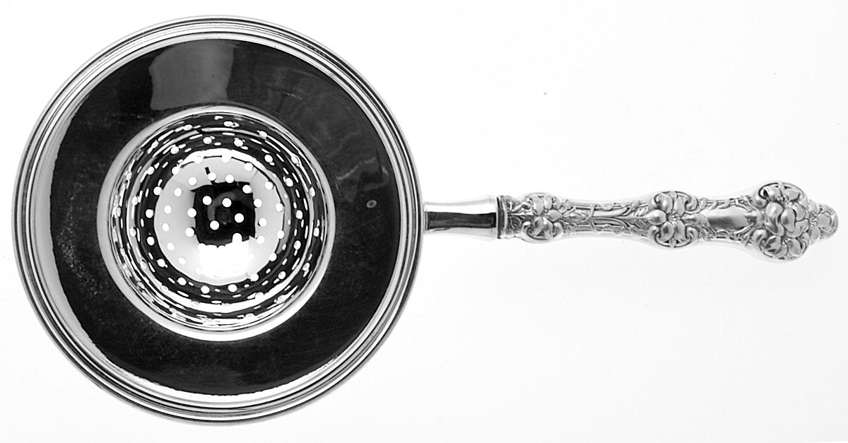 Orange Blossom-New (Sterling, 1995) Individual Overcup Tea Strainer with Silverplate Bowl by Gorham Silver-1