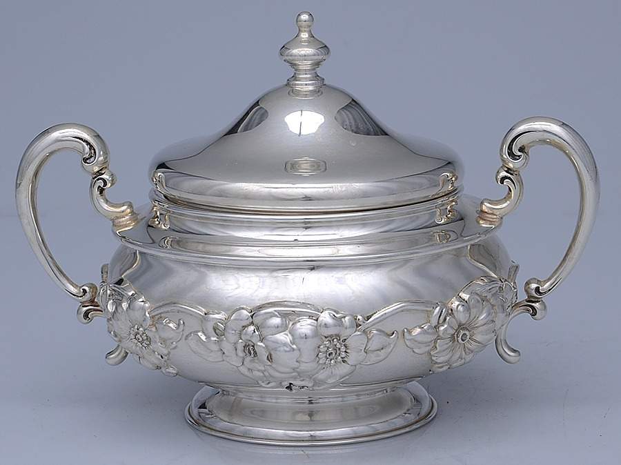 A3782 (Sterling, Hollowware) Sugar Bowl & Lid by Gorham Silver-1
