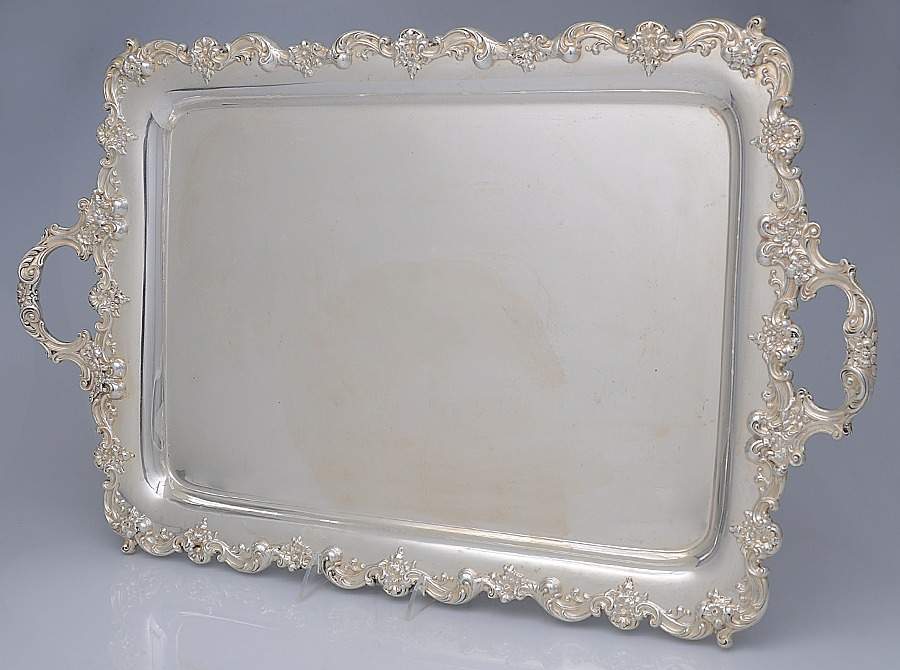 A3782 (Sterling, Hollowware) Large Waiter Tray by Gorham Silver-4