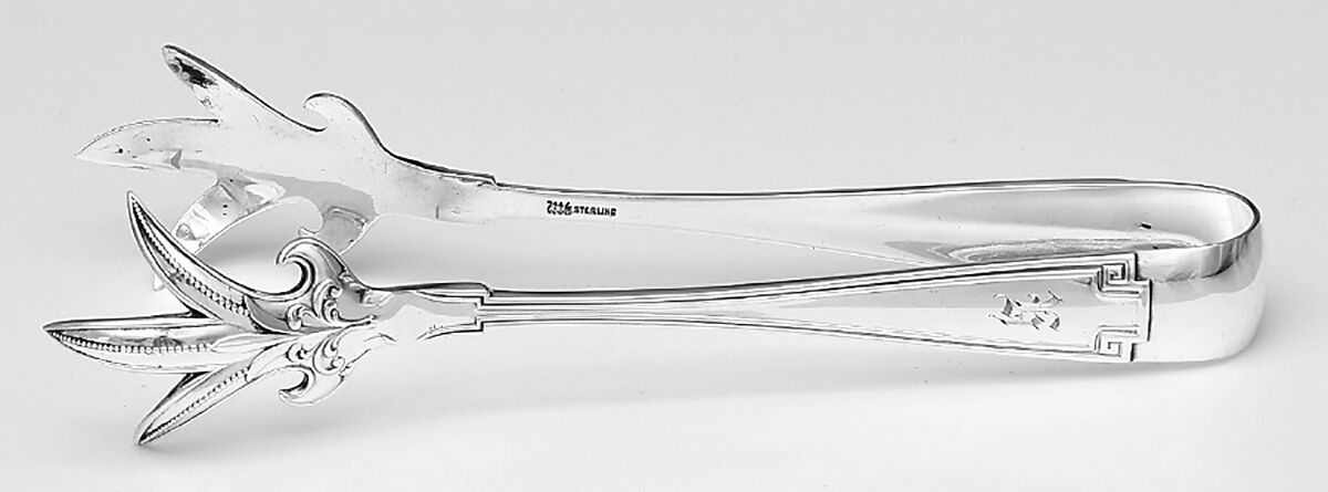 Etruscan (Sterling, 1913, Monograms) Large Ice Serving Tongs by Gorham Silver-1