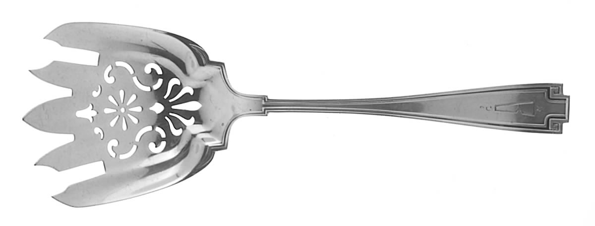 Etruscan (Sterling, 1913, Monograms) Large Solid Fish Serving Fork by Gorham Silver-1