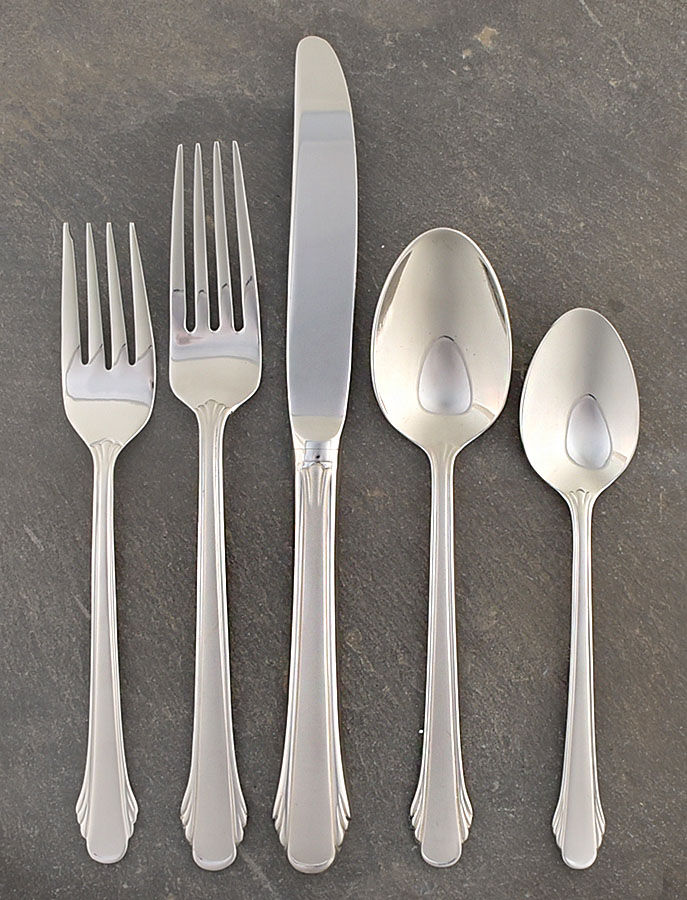 Calais Frosted (Stainless) 5 Piece Place Setting by Gorham Silver-1