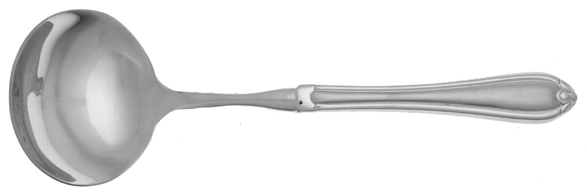 Melon Bud Frosted (Stainless) Gravy Ladle with No Spout Stainless Bowl HC by Gorham Silver-1
