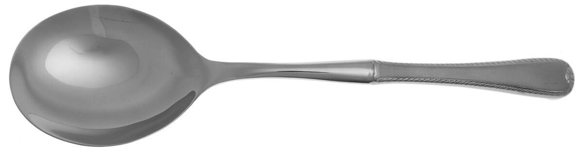 Ribbon Edge Frosted (Stainless) Casserole Spoon with Smooth Stainless Bowl HC by Gorham Silver-1