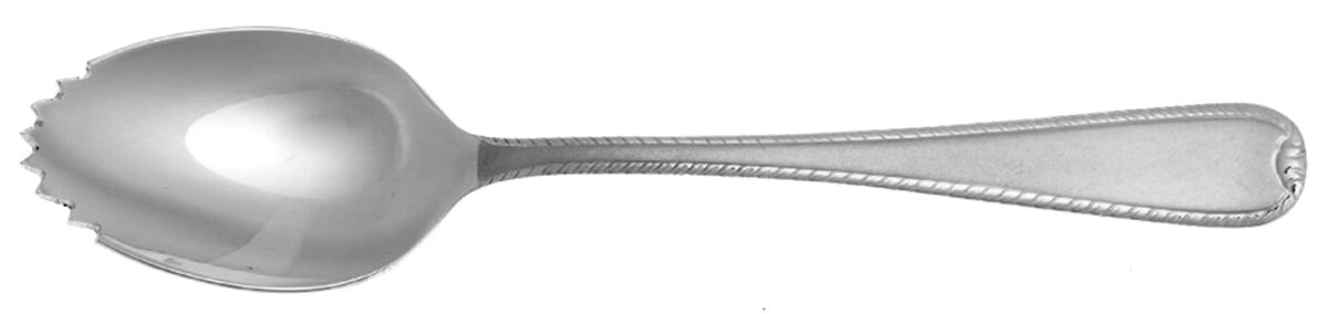 Ribbon Edge Frosted (Stainless) Fruit/Orange Spoon Individual, Serrated Bowl HC by Gorham Silver-1