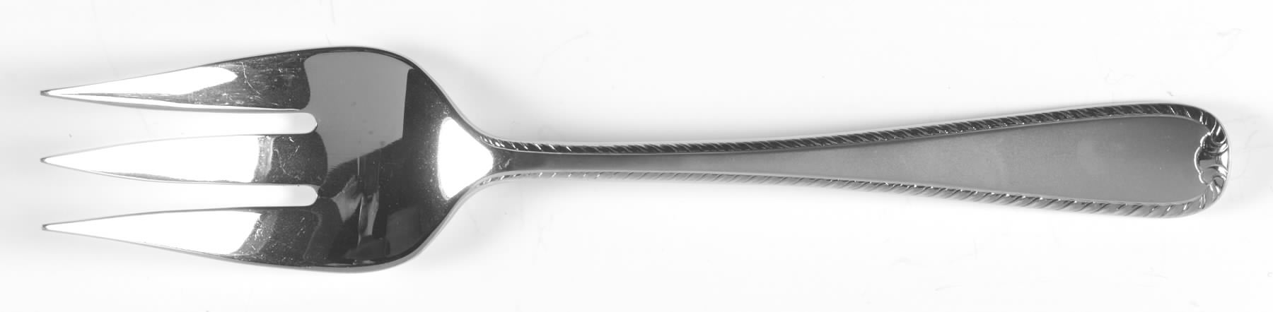 Ribbon Edge Frosted (Stainless) Medium Solid Cold Meat Serving Fork by Gorham Silver-1