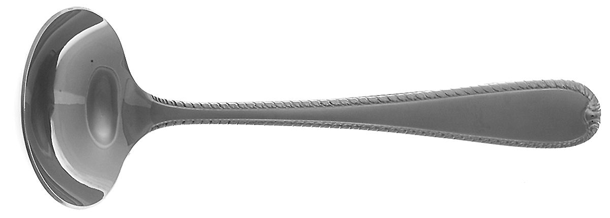 Ribbon Edge Frosted (Stainless) Solid Gravy Ladle by Gorham Silver-1