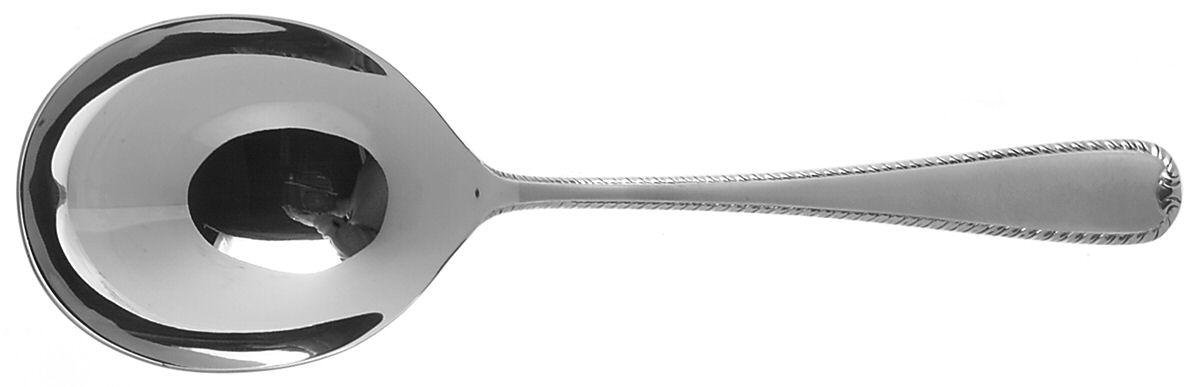 Ribbon Edge Frosted (Stainless) Solid Smooth Casserole Spoon by Gorham Silver-1