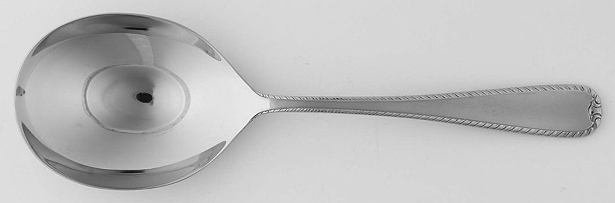 Ribbon Edge Frosted (Stainless) Solid Salad Serving Spoon by Gorham Silver-1
