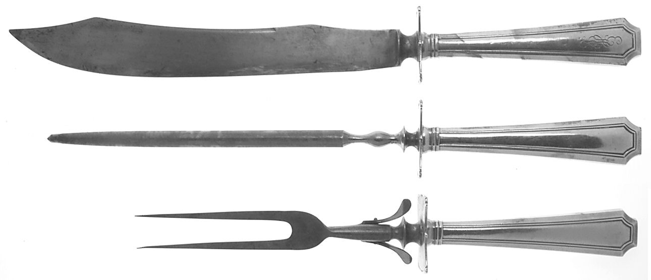 Fairfax (Sterling, 1910, No Monograms) Large 3-Piece Roast Carving Set w/ Stainless Blade by Gorham Silver-1