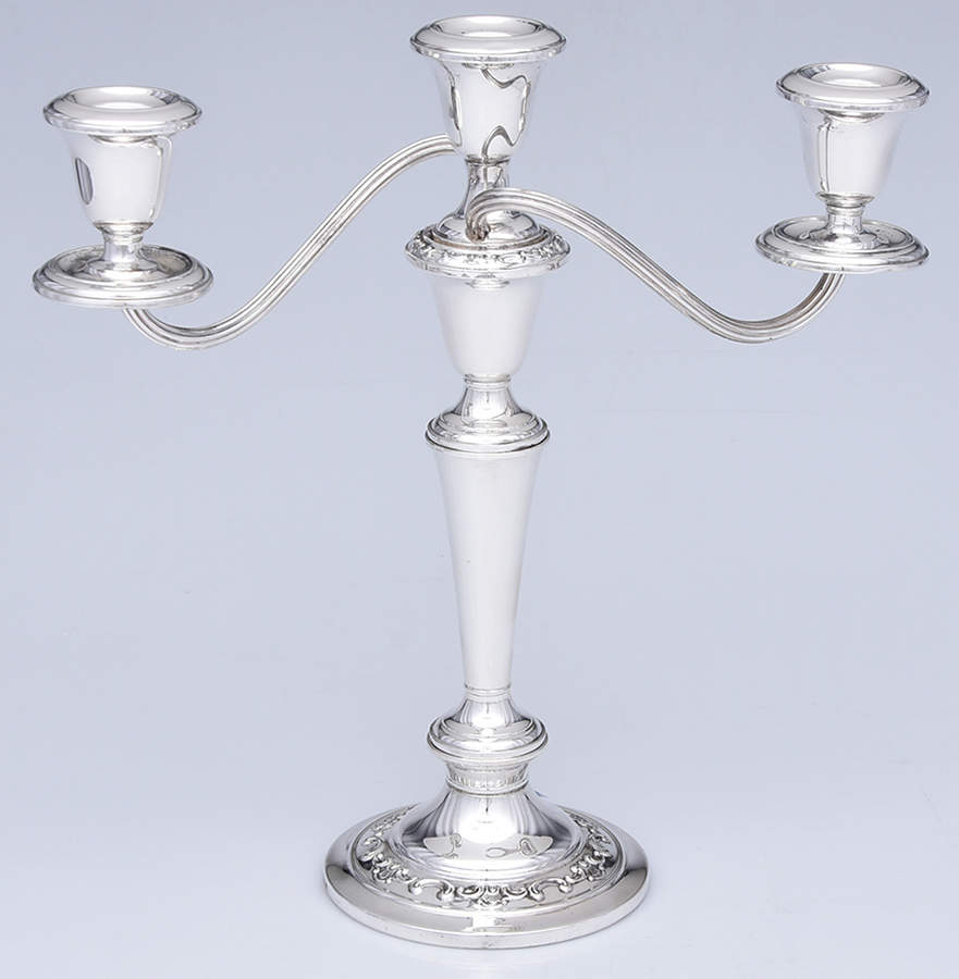 Strasbourg (Sterling, Hollowware, Older) Weighted 3 Light Candelabra by Gorham Silver-1