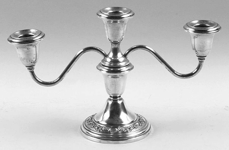 Strasbourg (Sterling, Hollowware, Older) 6" Weighted 3 Light Candelabra by Gorham Silver-1